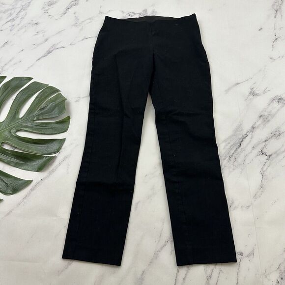 A New Day Womens Straight Leg Pant Size 2 Black Ankle Stretch Side Zip Slim - Picture 1 of 8
